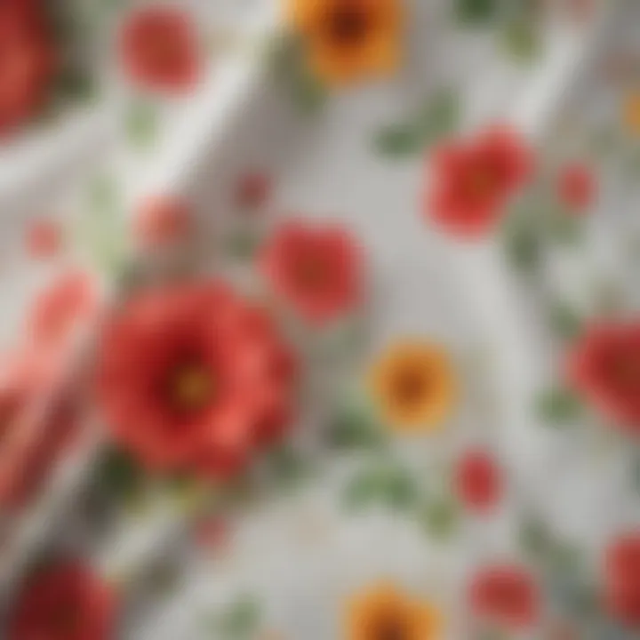 Close-up of floral napkin fabric textures