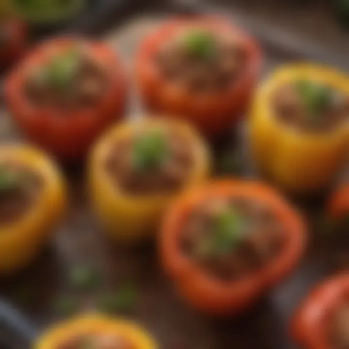 Vibrant bell peppers stuffed with flavorful beef mixture