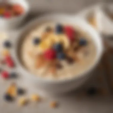 Bowl of creamy oatmeal with toppings