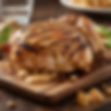 Grilled Chicken with Butterscotch Peanut Butter Sauce A savory dish showcasing butterscotch peanut butter sauce drizzled over grilled chicken.