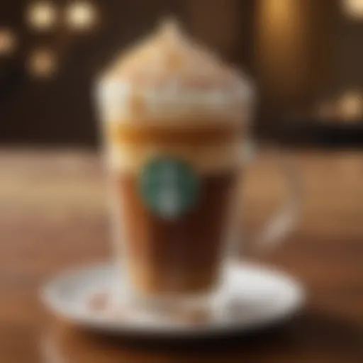 Close-up of a Caramel Macchiato with caramel drizzle