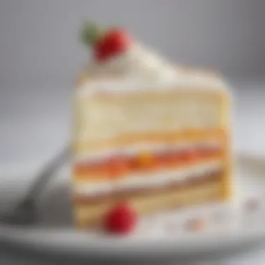 A close-up of a slice of Cake Chantilly showcasing its airy texture