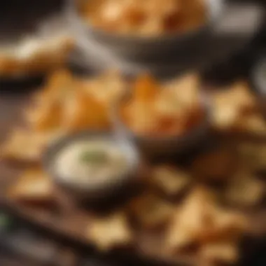 A close-up of homemade keto cheese crisps served with a tangy dip.