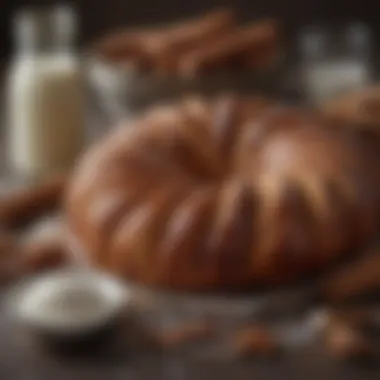 An assortment of ingredients used in cinnamon babka, including flour, sugar, and cinnamon.