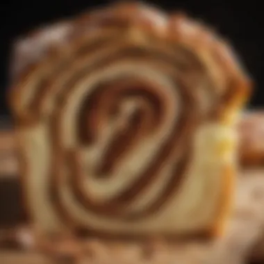 Slice of Cinnamon Babka A slice of cinnamon babka revealing its rich cinnamon filling and tender crumb texture.