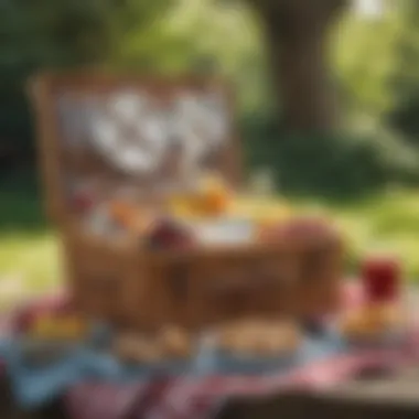 Themed Picnic Basket Assortment A creative picnic basket showcasing a themed assortment for a special occasion