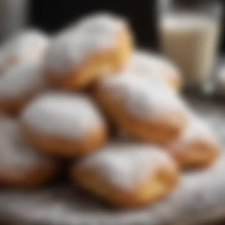 An assortment of beignets dusted with powdered sugar, a sweet NOLA treat.