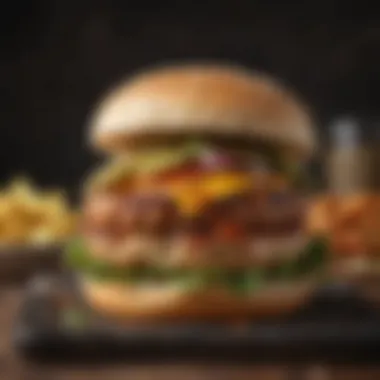 Grilled Turkey Burger with Flavorful Spices Juicy turkey burger on a grill with spices