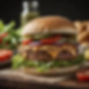 Turkey Burger Accompanied by Fresh Ingredients Turkey burger served with fresh vegetables and garnishes