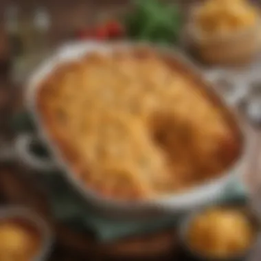 Comforting Baked Pasta Casserole A cozy baked pasta casserole, topped with golden cheese.