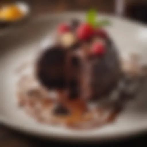 A decadent chocolate lava cake with molten center