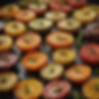 Close-up of marinated vegetables ready for grilling, highlighting fresh herbs and spices.