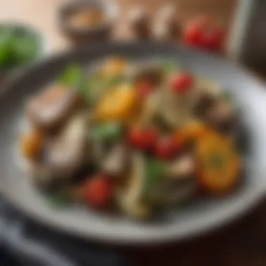 Plated Grilled Vegetables A beautifully plated dish of grilled vegetables garnished with herbs, ready to be enjoyed.