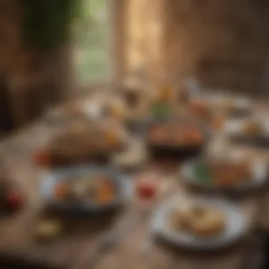 Rustic Mediterranean Dinner Table A rustic table set with Mediterranean-inspired dinner options