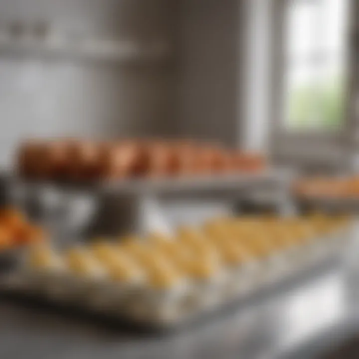 Arrangement of egg bite molds on a kitchen counter