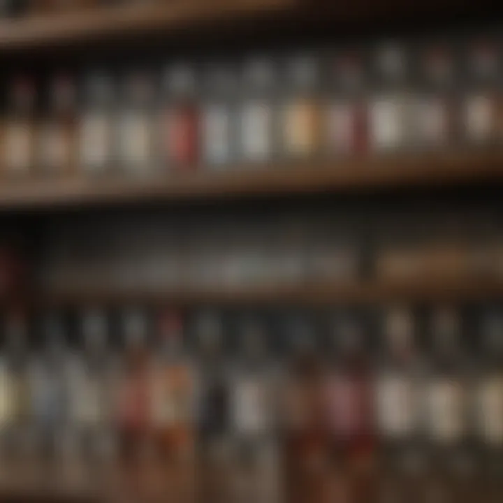 Selection of flavored vodka brands displayed on a bar shelf