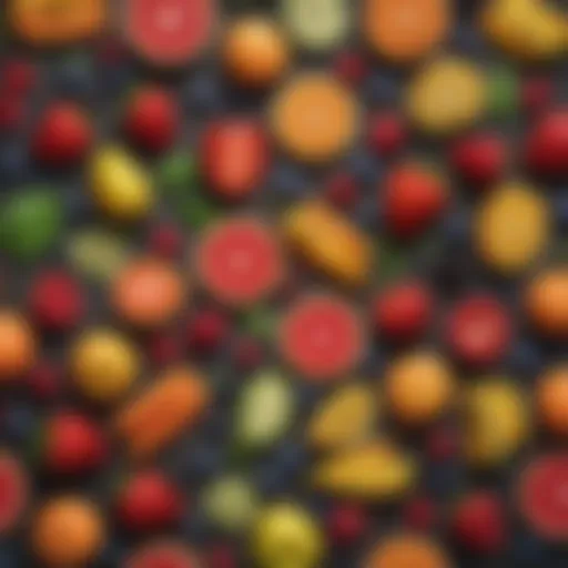 Vibrant assortment of energy-rich fruits and vegetables