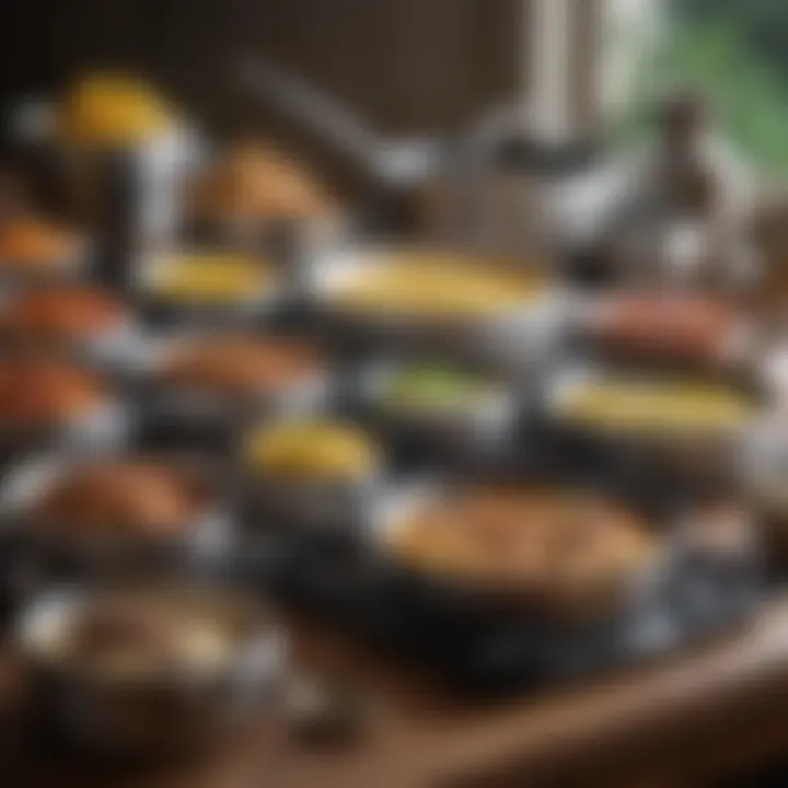 Consumer evaluating cookware samples thoughtfully