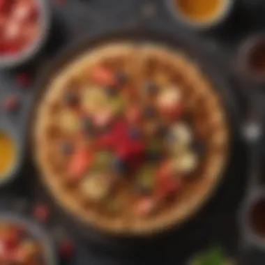 Exquisite Waffle Toppings A vibrant spread of various waffle toppings including chocolate, fruit, and syrup