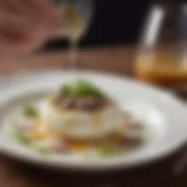 Artfully Plated Weisswurst Dish A chef presenting a beautifully plated dish featuring Weisswurst.
