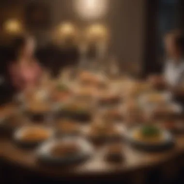 Welcoming Dinner Atmosphere A cozy dinner table set with delicious home-cooked meals