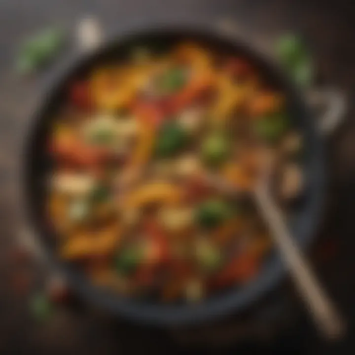 An assortment of colorful vegetables in a vibrant stir-fry