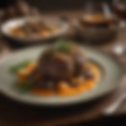 A beautifully plated haggis dish with traditional garnishes
