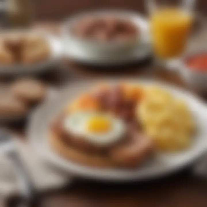 A beautifully plated breakfast featuring Hatfield breakfast sausage alongside eggs and toast