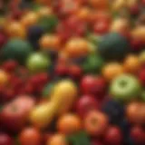 Colorful assortment of fresh fruits and vegetables
