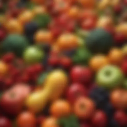 Colorful assortment of fresh fruits and vegetables