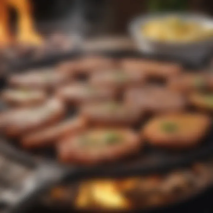 Close-up of a delicious meal being grilled on a kamado grill