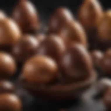 Celebratory Display of Chocolate Easter Eggs Elegant display of large filled chocolate Easter eggs during a festive celebration