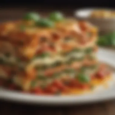 Vegetarian Lasagna Vibrance A vibrant vegetarian lasagna bursting with fresh vegetables and herbs