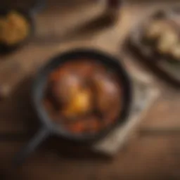 A beautifully seasoned Lodge cast iron skillet on a rustic wooden table