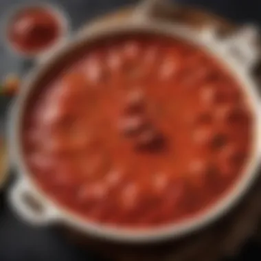 The Richness of Lou Malnati's Pizza Sauce A vibrant bowl of Lou Malnati's pizza sauce showcasing its rich hues and texture