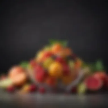 Creatively Displayed Fresh Fruits Fresh fruits displayed in a creative manner