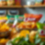 Variety of low carb chip options displayed on a table