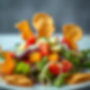 A colorful salad complemented by low carb chips
