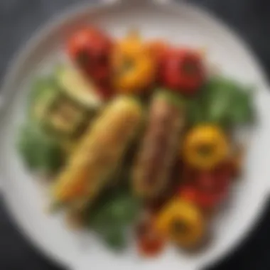 Grilled Zucchini and Bell Peppers Delight An elegant dish featuring grilled zucchini and bell peppers garnished with herbs