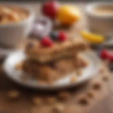 A beautifully styled plate with homemade low cholesterol granola bars and fruits.