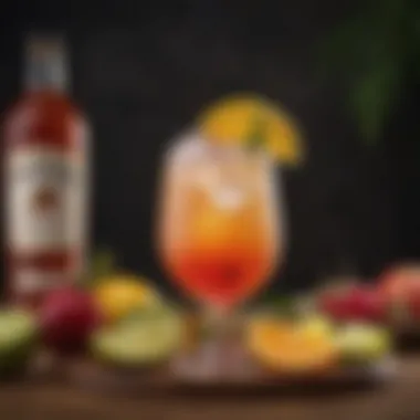 A creative cocktail creation using Malibu rum and exotic fruits.