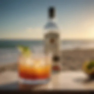 An elegant layered drink showcasing Malibu rum's unique flavor.