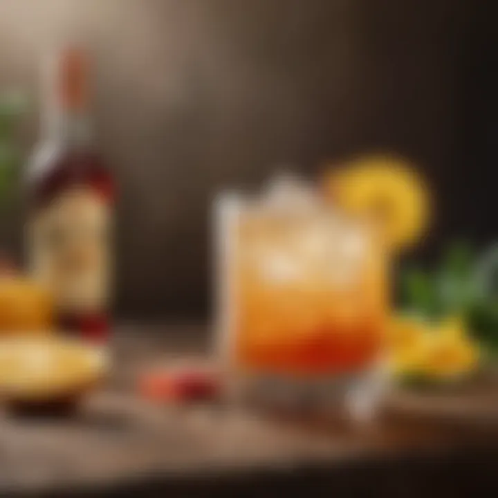 A refreshing cocktail featuring Malibu rum with vibrant garnishes.