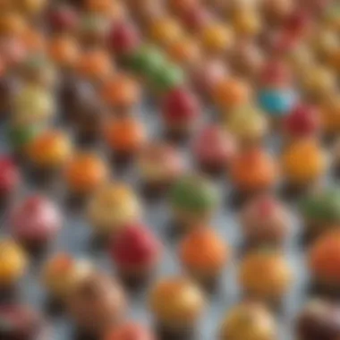Colorful Miniature Treats at a Gathering A beautiful setting for a gathering featuring an array of colorful miniature treats.