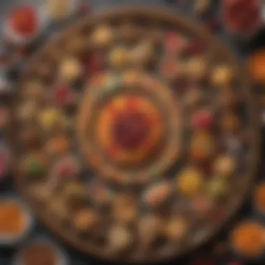 Elegant Display of Miniature Snacks A vibrant assortment of miniature snacks displayed elegantly on a platter.