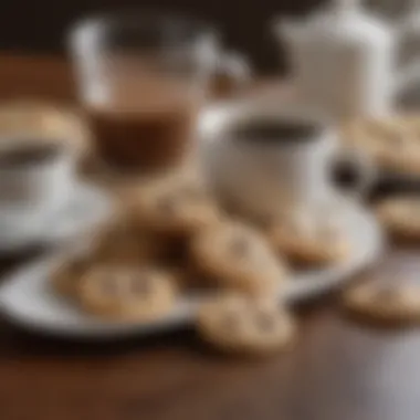 An elegant spread featuring Miss Fields cookies alongside a cup of coffee, emphasizing their pairing.