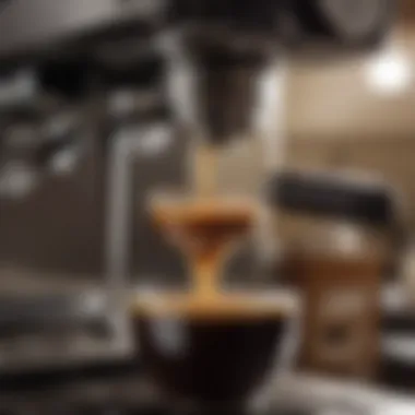 Close-up of espresso extraction from the Mr. Coffee Barista