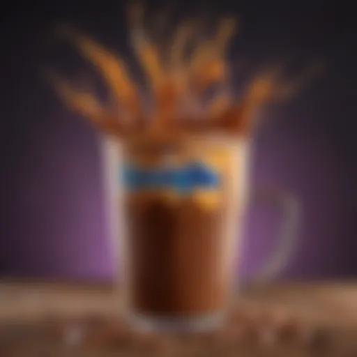 A vibrant cup of Nesquik mixed with water, showcasing the rich color and texture.