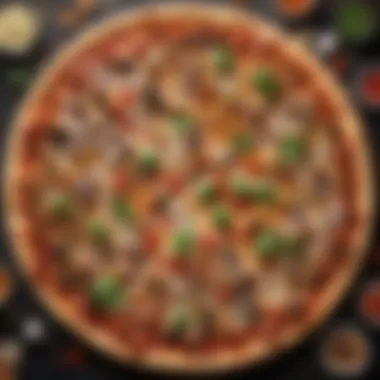 A Feast of Toppings on New York Pan Pizza A variety of toppings on New York pan pizza illustrating its customization