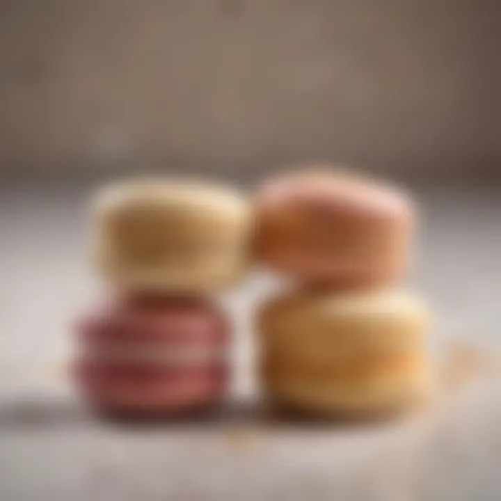 Close-up of macarons showcasing their delicate texture